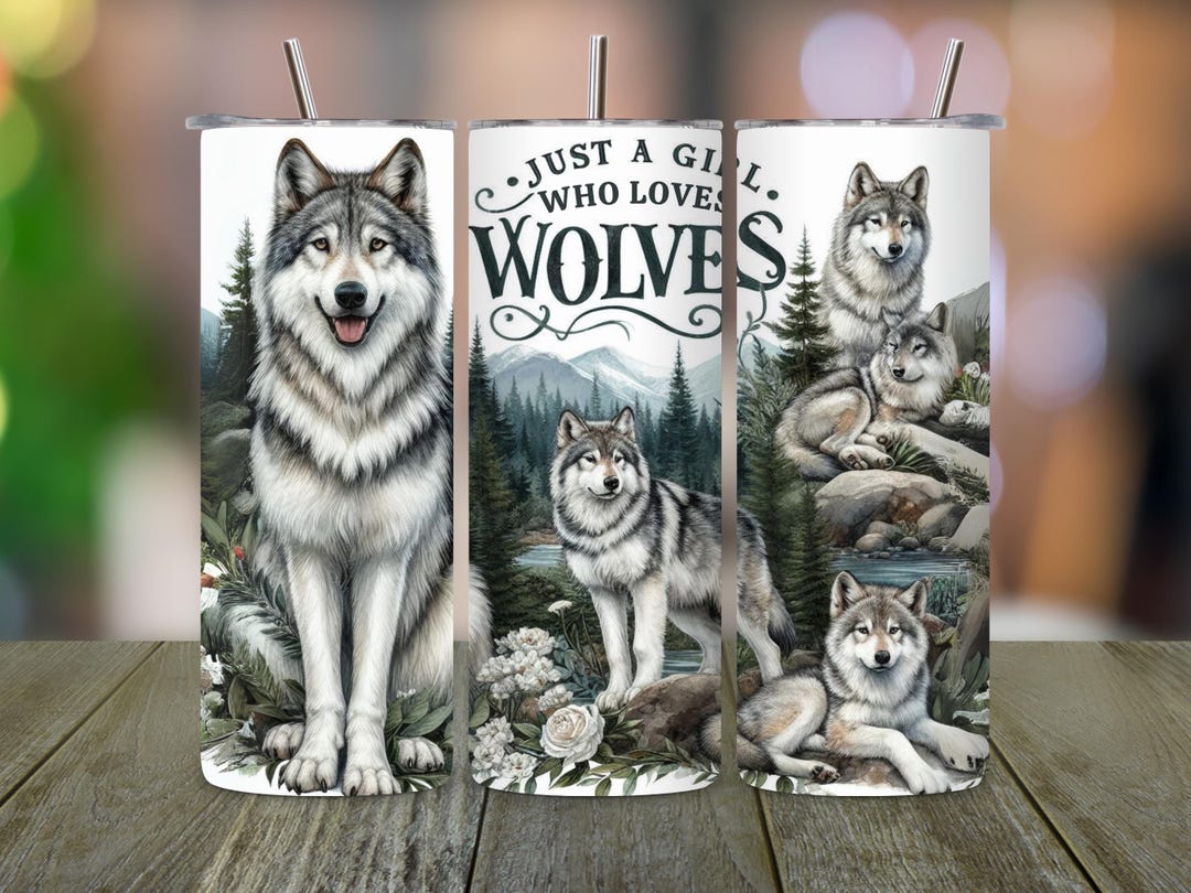 Wolf Tumbler Wrap PNG: Girl Who Loves Wolves Sublimation Design ...