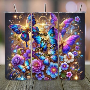 Jesus is My Lord and Savior Tumbler Wrap, Christian 20oz Tumbler PNG, Easter Sublimation Design, Floral Faith Cup Digital Download