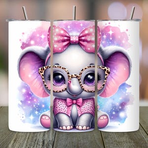 Cute Elephant Tumbler Wrap, Baby Elephant 20oz Tumbler, Skinny Tumbler PNG, Sublimation Design, Animal Tumbler Wrap, Digital Download