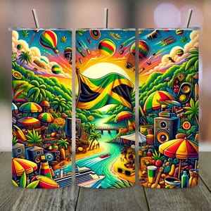 Jamaica Tumbler Wrap, Jamaican Flag PNG, 20oz Skinny Sublimation Design, Caribbean Tumbler PNG, Jamaica Digital Download