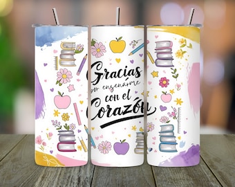 Bicchiere per insegnanti di spagnolo: design avvolgente senza cuciture (download digitale PNG)