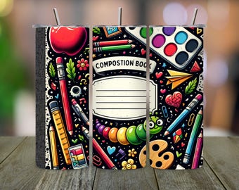 Personalized Teacher Tumbler PNG: Composition Book Design (Digital Download)