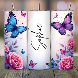 Butterfly Floral Tumbler Wrap: Personalized 20oz Sublimation Design (Digital Download)
