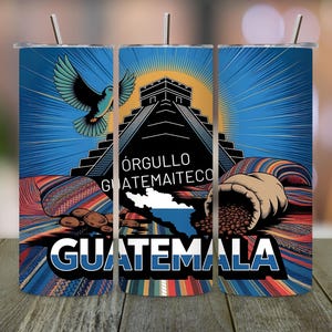 Guatemala 20oz Skinny Tumbler, Guatemala Flag Tumbler PNG, Sublimation Design, Digital Download, Independence Day Wrap, Hispanic Gift