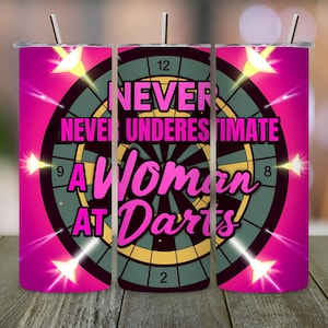 Woman Darts Tumbler Design: 20 oz Skinny Tumbler Wrap (Digital Download)