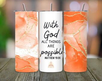 Christian Tumbler Wrap PNG: Bible Verse Sublimation Design (Digital Download)