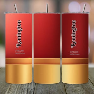 Shotgun Shell Tumbler Wrap, Red Bullet Sublimation Design, 20oz Skinny Tumbler PNG, Novelty Metal Tumbler Wrap, Hunting Tumbler PNG