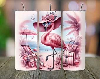 Pink Flamingo Becherverpackung: Glitzer Strass Sublimation (Digitaler Download)