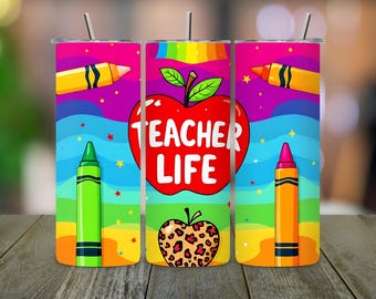 Teacher Life Tumbler Wrap Design: 20oz PNG (Digital Download)