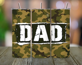Papa Camo 20 Oz Skinny Tumbler Sublimationsentwurf (PNG Digital Download)