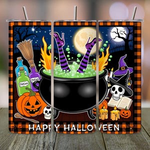 Witch Tumbler Wrap, Halloween Tumbler Design, Cauldron PNG, Happy Halloween Wrap, 20 oz Skinny Sublimation, Digital Download