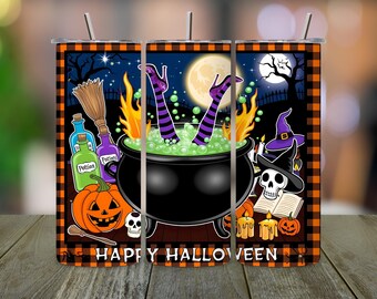 Witch Cauldron Tumbler Wrap: Halloween 20oz Skinny Sublimation (Digital Download PNG File)