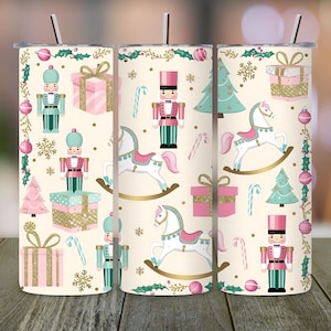 Gobelet de Noël rose casse-noisette : 20 oz, sublimation fine (téléchargement numérique PNG)