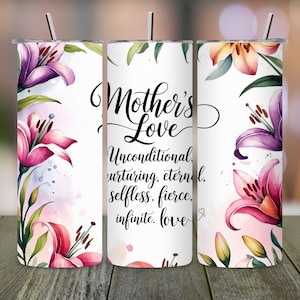 Mothers Day Tumbler Wrap, Floral Mom 20oz Skinny Tumbler PNG, Sublimation Design, Mama Tumbler Digital Download, Cute Quote Cup Design
