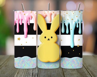 Envoltorio para vaso de Pascua con diseño de conejito Peeps: Diseño de sublimación de primavera (PNG)