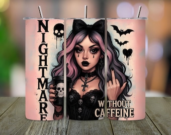 Spooky season Cute Halloween Horror 20oz tumbler wrap sublimation design, Gothic halloween png, digital download, straight template