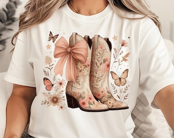 Coastal Cowgirl Boots PNG: Florales Chinoiserie Design (Digitaler Download)