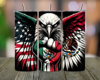USA Mexican Flag Eagle 20oz Tumbler Wrap (PNG Digital Download)