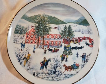 Gammalt rutigt hus Mormor Moses Ridgewood-tallrik (1975)