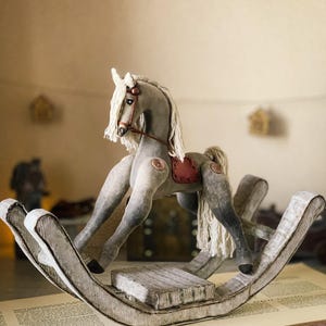 SOLD. Vintage OOAK Rocking Horse Handmade Interior Collectible Toy Home Art Decor Gift
