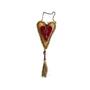 SOLD! Vintage Fabric Double Heart Wall Hanging Valentine's Day Handmade Gift
