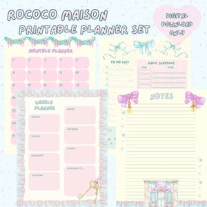 Planificador imprimible de Rococo Maison/Planificador kawaii lindo/A4, tamaño carta, descarga digital