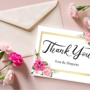 Tarjeta Floral / Agradecimiento - DESCARGA DIGITAL / Tarjeta Minimalista y Elegante / Tarjeta Editable / Tarjeta Imprimible