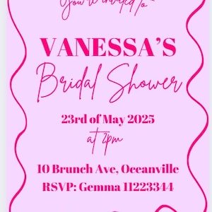 Modern Pink Bridal Shower Kitchen Tea games bundle & invitation