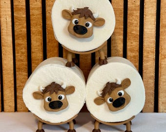 Porta carta igienica a forma di mucca delle Highlands: divertente decorazione per il bagno