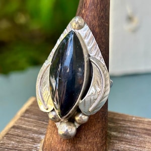 Sterling Silver Onyx Ring Taxco 925 Mexico Retro Jewelry
