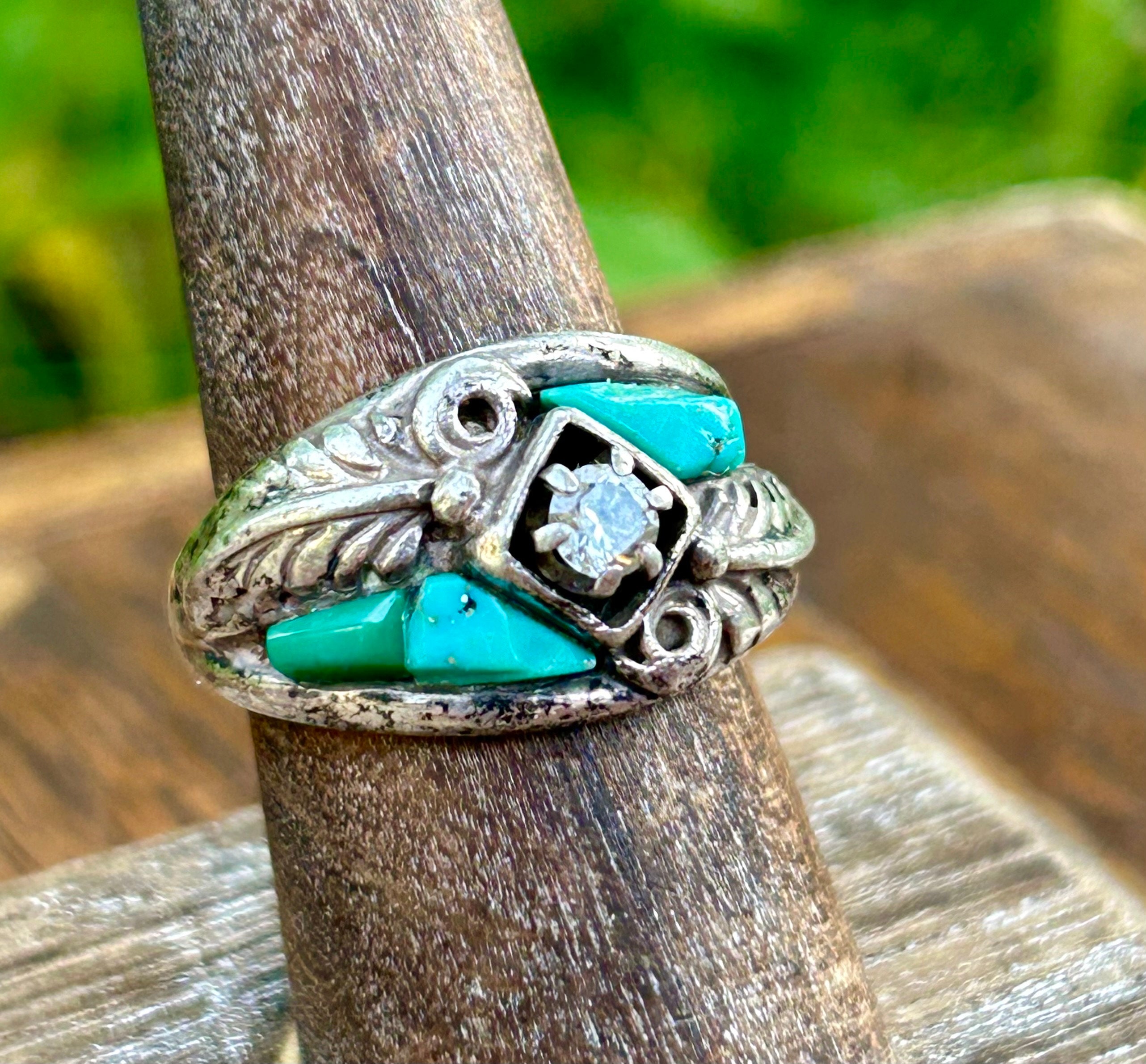 Sterling Silver Turquoise Cubic Zirconia Ring Cheryl Wadsworth