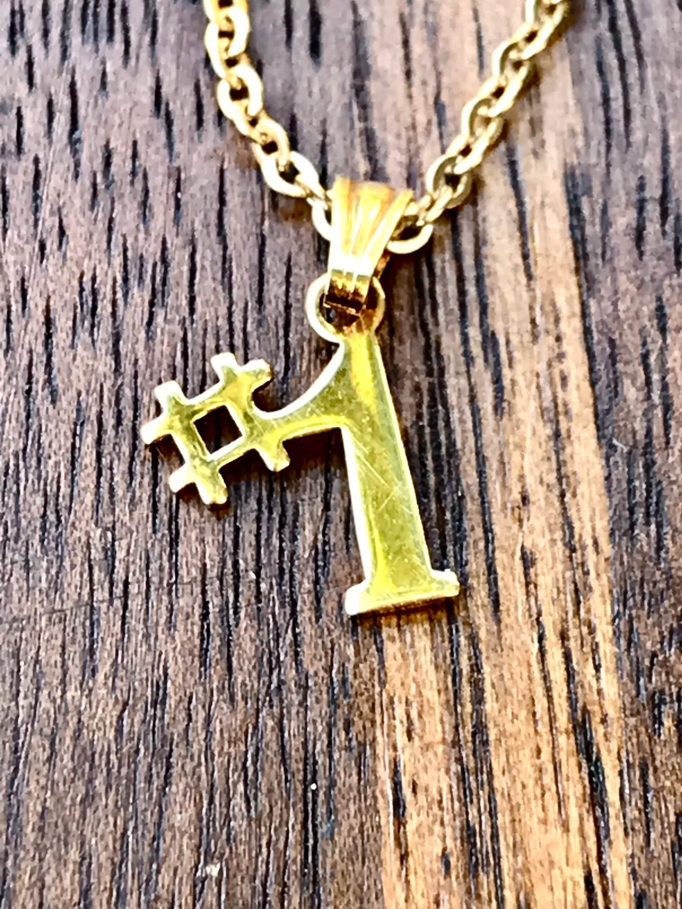 14k Yellow Gold Filled Pendant Necklace #1 Number One 14k GF ZZ