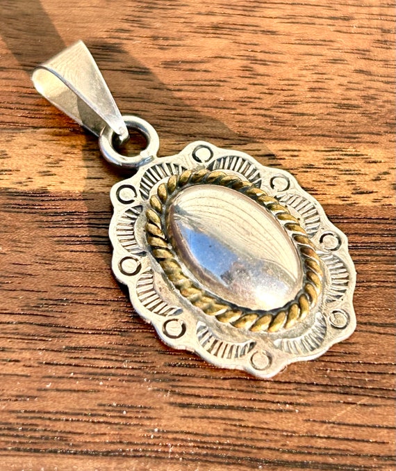 Taxco Sterling Silver Concho Pendant Handmade Jew… - image 4