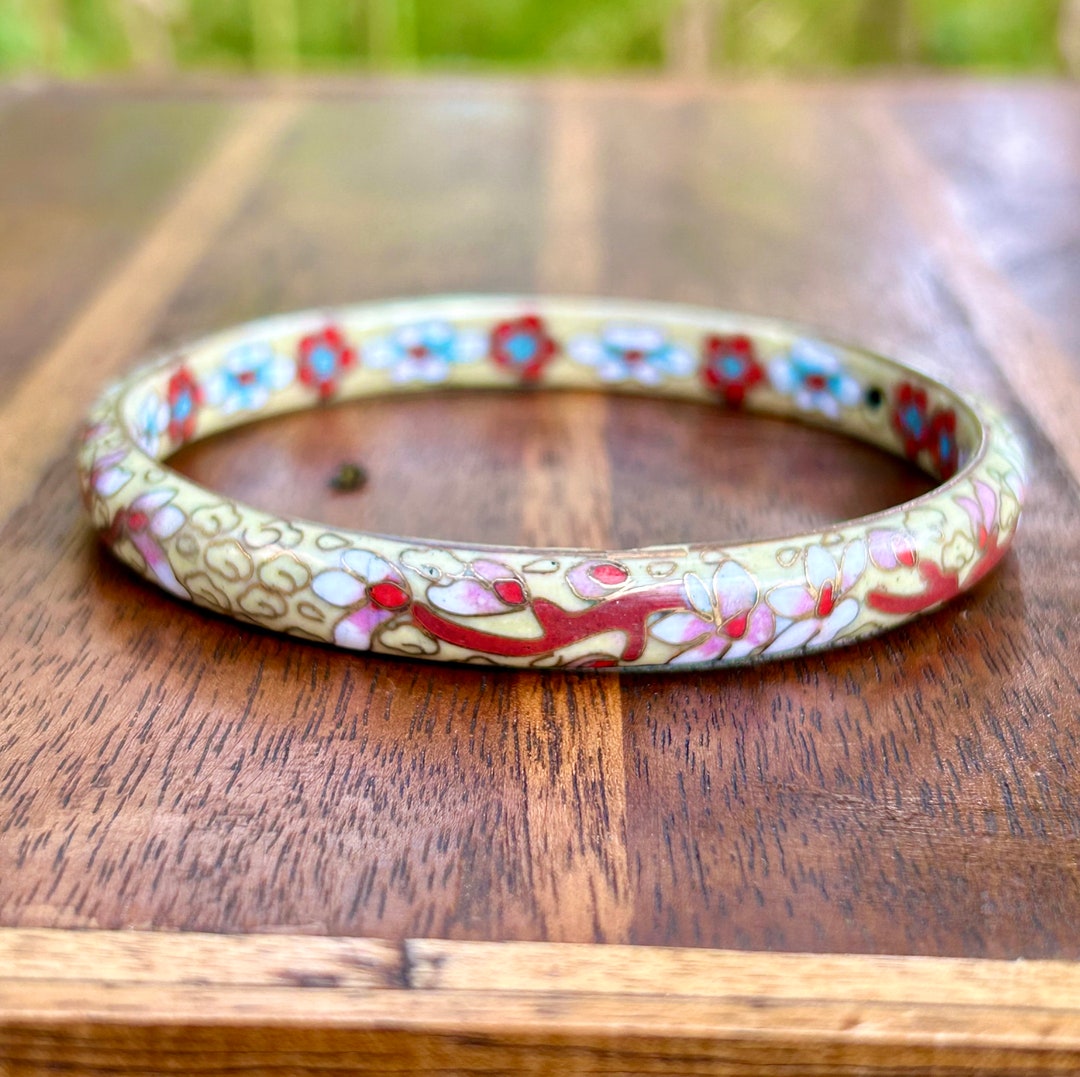 【GARNI】Paint Crockery Bangle Cloissoine Bangle Bracelet Ceramic Porcelain Hand Painted Vintage