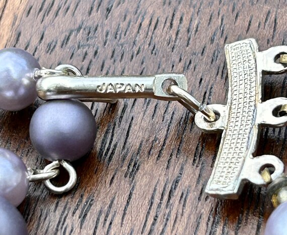Vintage Purple Faux Pearl Necklace Triple Strand … - image 8