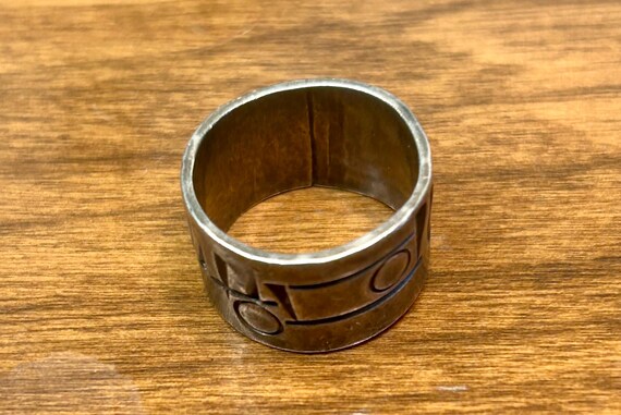 Silver Ring Unsigned Native American Inlaid Triba… - image 2