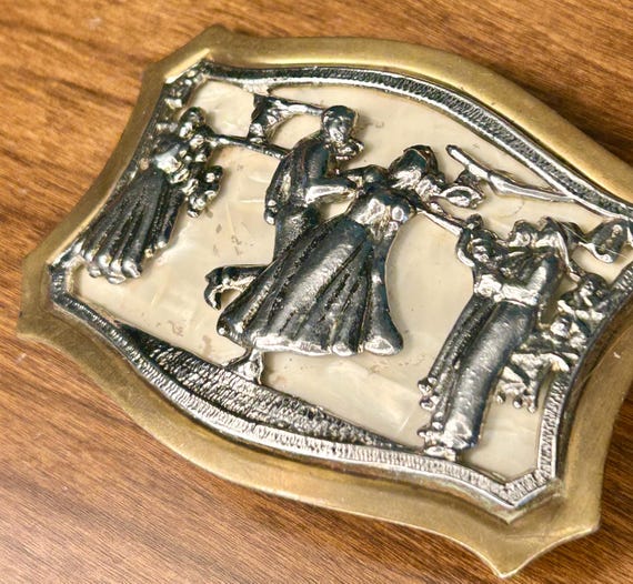 Vintage Square Dancing Belt Buckle Mixed Metal Western Wear  display picture 2