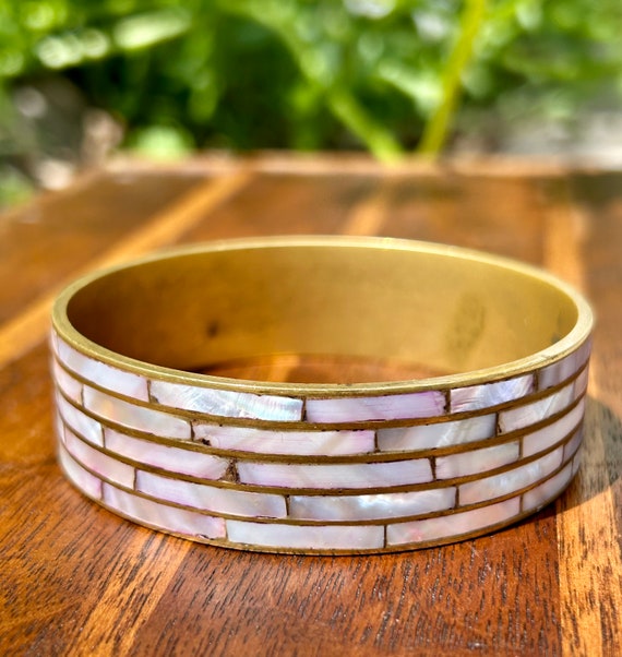 Bracelet Perles Nacre Ronde Vintage 18,5 Cm - Fabriqué En France, Occasion