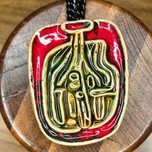 Vintage Ceramic Pendant Necklace Handmade Jewelry Venezuela Mid Century Modern