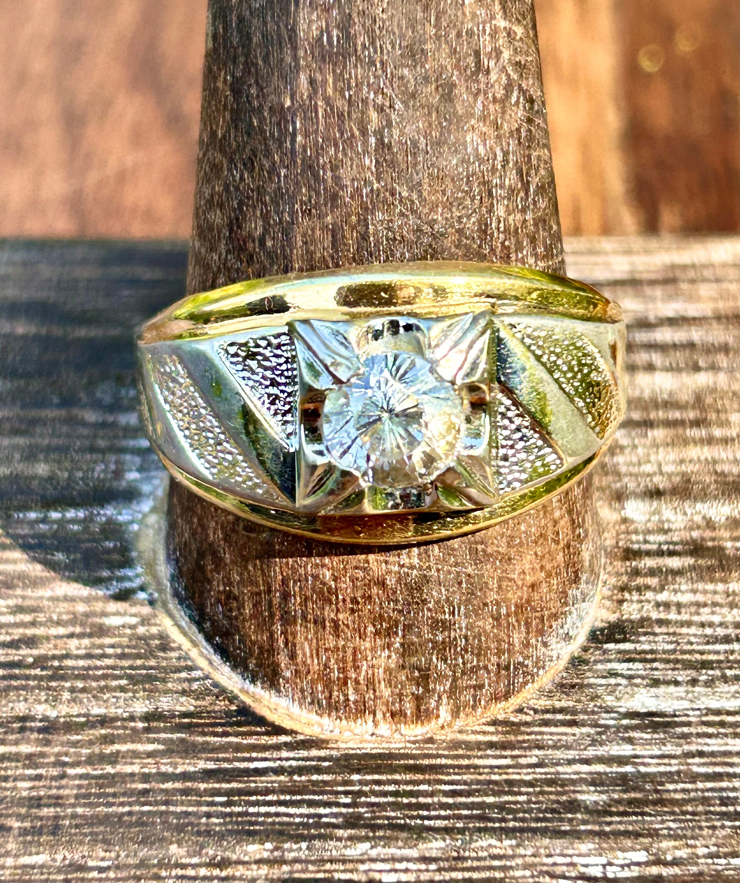 Mens Lind Size 10.5 Ring 14K HGE Cubic Zirconia Jewelry