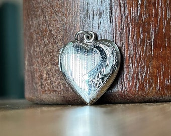 Vintage Sterling Silver Etched Heart Locket Carl Art Sterling CA 925 Two Picture 1950s Gift