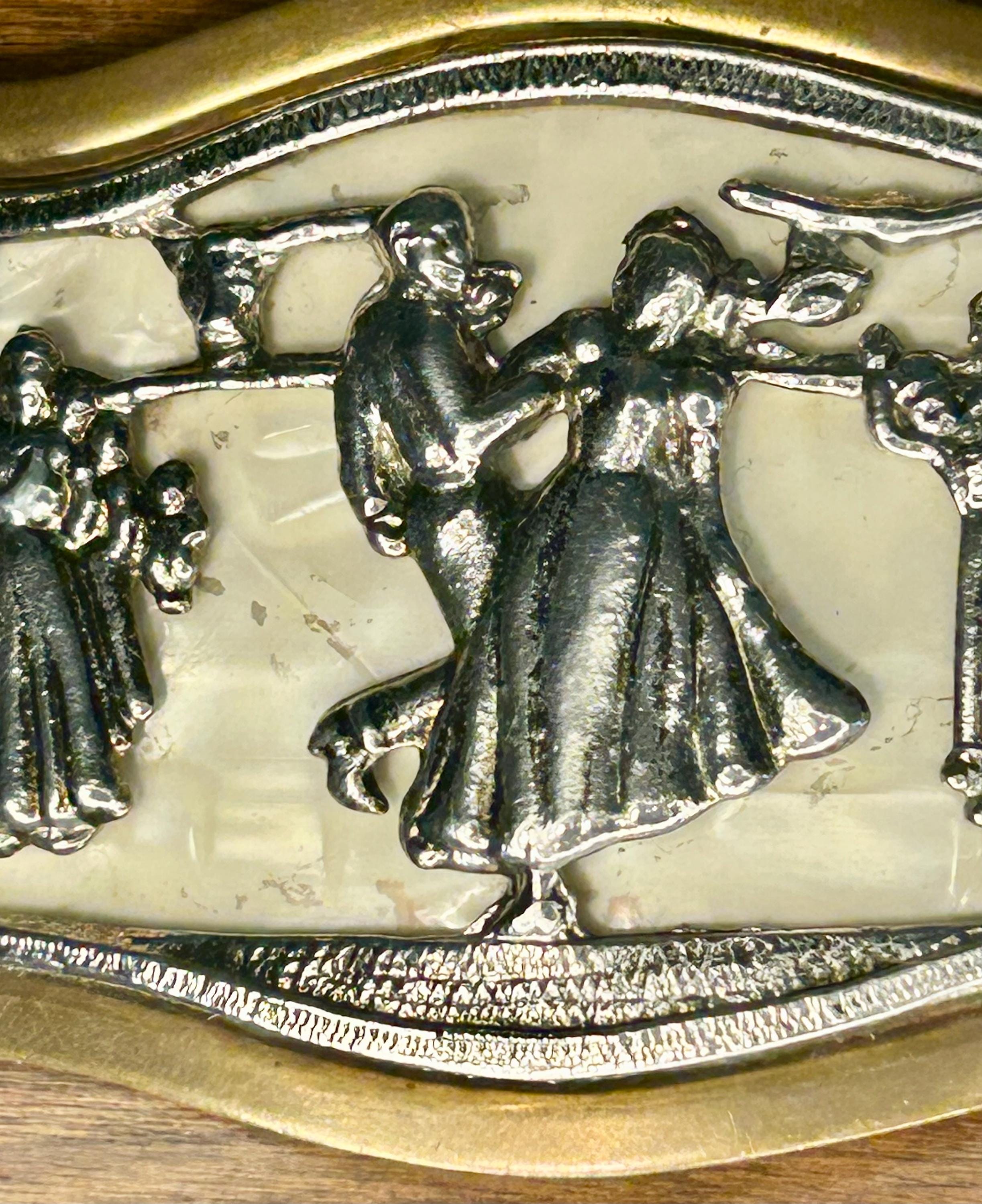 Vintage Gold Tone Interlocking Belt Buckle with Dancer Cameo Detail Antique Victorian Belt Buckle Gold Tone | eBay main image 2