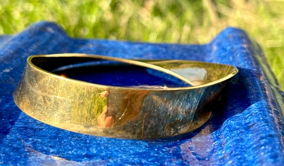 Solid Brass Bracelet Asymmetrical Bangle Vintage … - image 6