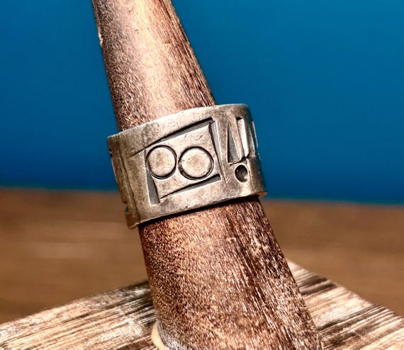 Silver Ring Unsigned Native American Inlaid Triba… - image 6