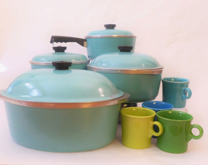 Club Aluminum Cookware Set Vintage Turquoise Roasting Pan Dutch Oven