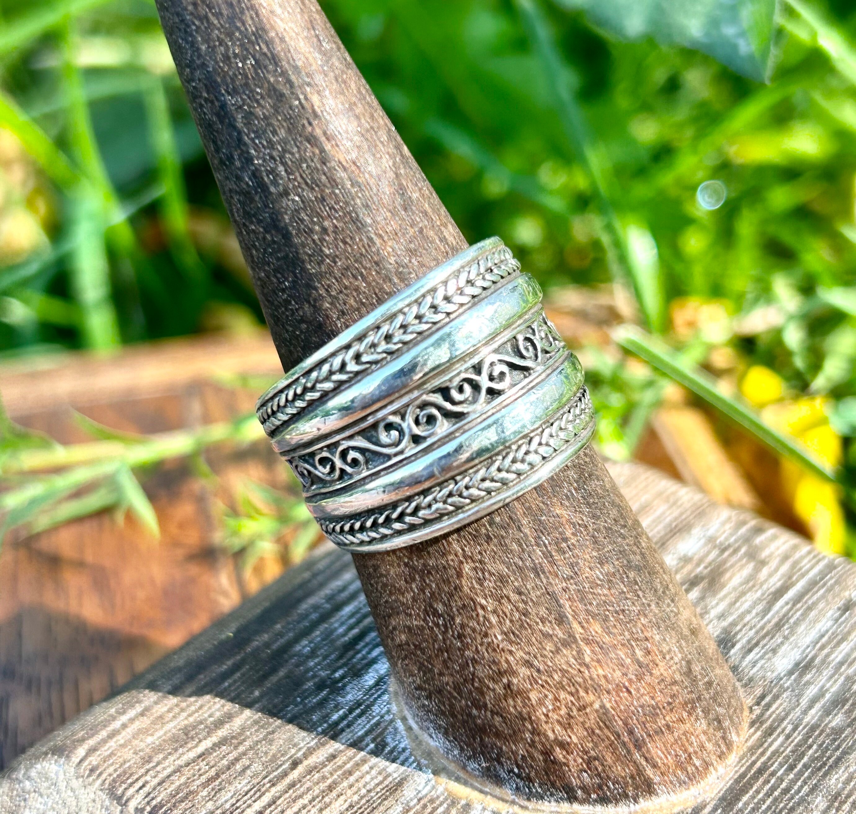 Sterling Silver Cigar Band Ring Infinity Thailand 90s