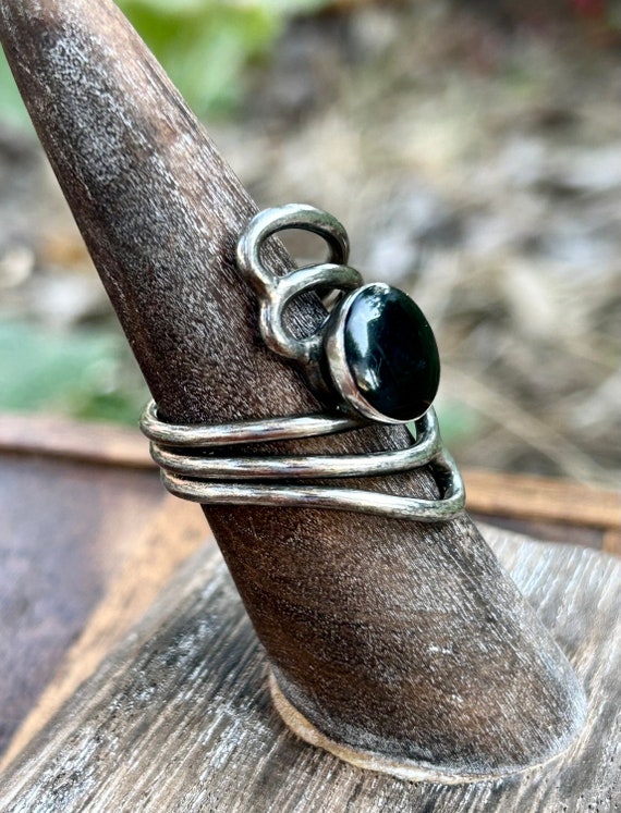 Sterling Silver Ring Black Onyx Gemstone Modern M… - image 3