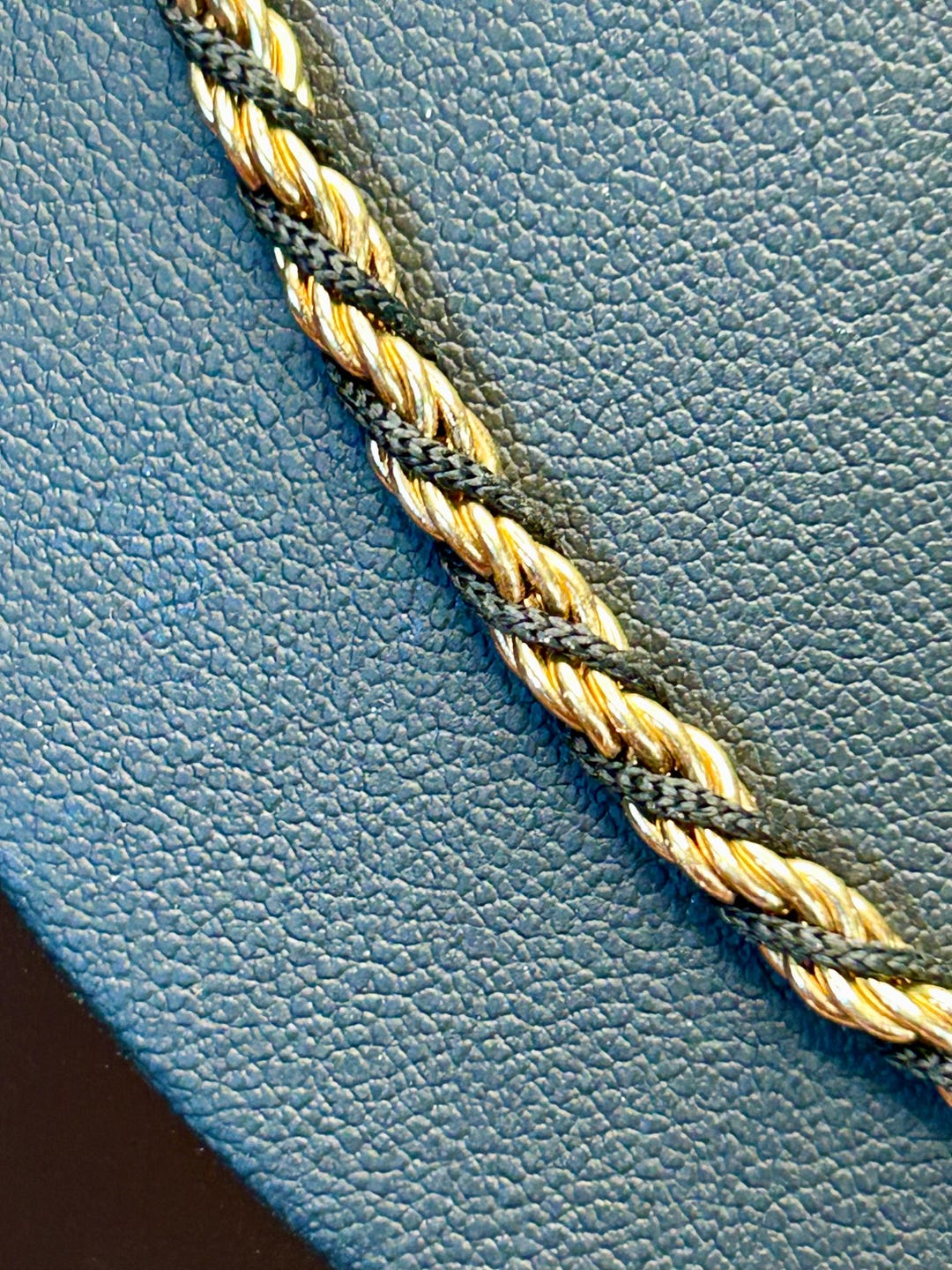 Trifari Gold Tone Black Rope Necklace Cord Chain Vintage Retro Fashion ...