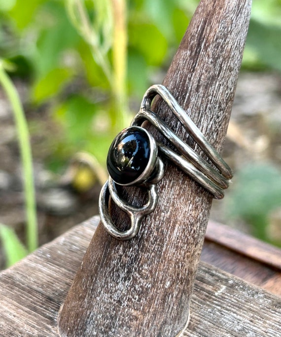 Sterling Silver Ring Black Onyx Gemstone Modern M… - image 5
