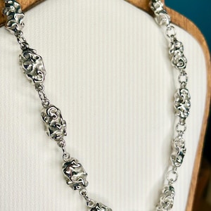 Vintage moderne Halskette Silber Ton Nugget Krone Trifari Retro modernist Schmuck